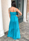 BB Dakota Been So Long Tiered Maxi Dress-Teal-Hand In Pocket