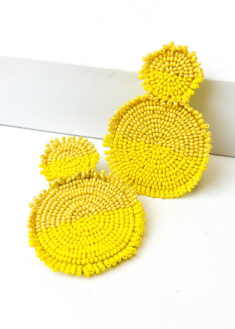 Nizuc Beaded Dual Color Drop Earring - Yellow-Hand In Pocket