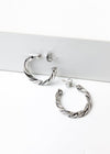 Milan "Mini" Twisted Hoop Earrings-Silver-Hand In Pocket