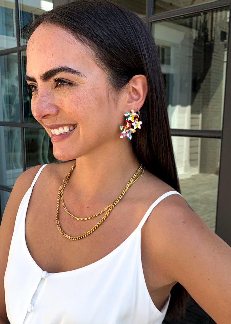 Saipan Floral Drop Earrings- Red/Multi-Hand In Pocket