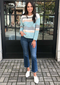 THML Aspen Pointelle Pastel Stripe Sweater***FINAL SALE***-Hand In Pocket