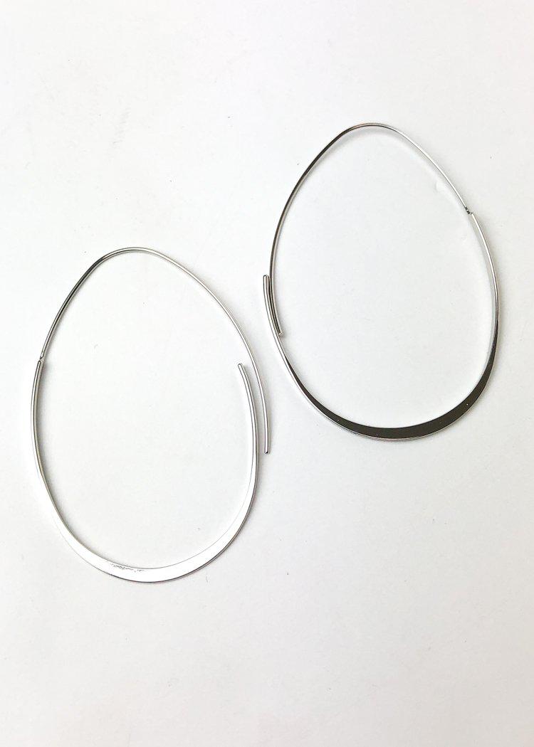 Teardrop Threader Hoops-Silver-Hand In Pocket