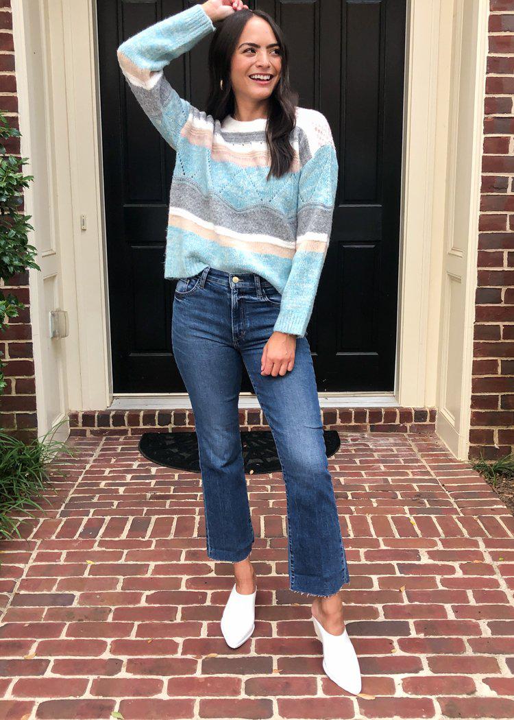 THML Aspen Pointelle Pastel Stripe Sweater***FINAL SALE***-Hand In Pocket