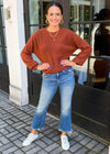 Alexis Mock Neck Ribbed Sweater- Brick ***FINAL SALE***-Hand In Pocket