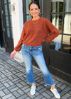 Alexis Mock Neck Ribbed Sweater- Brick ***FINAL SALE***-Hand In Pocket