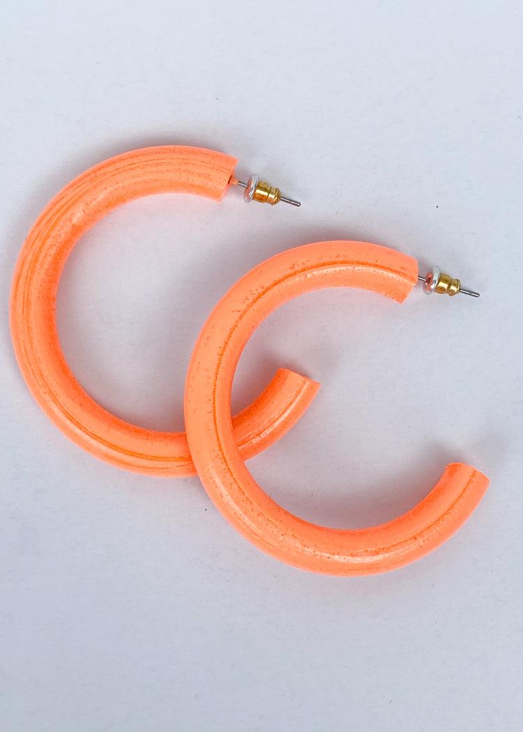 Pedro St. James Wooden Hoops - Neon Orange-Hand In Pocket