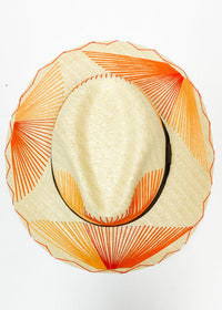 Palma Cuadri Maguey Ambianco Orange on Beige Hat-Hand In Pocket