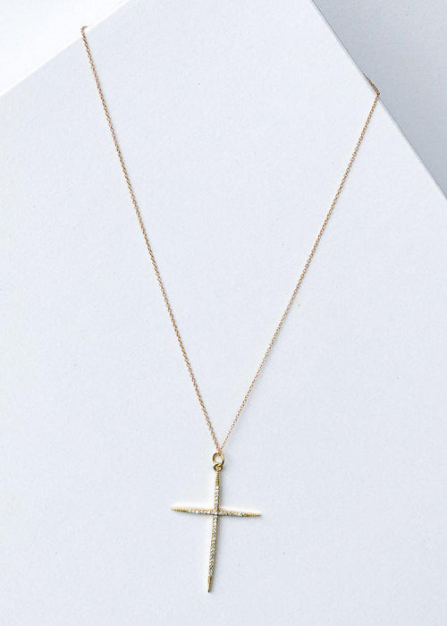 Bracha Everlasting Cross Necklace - Gold-Hand In Pocket