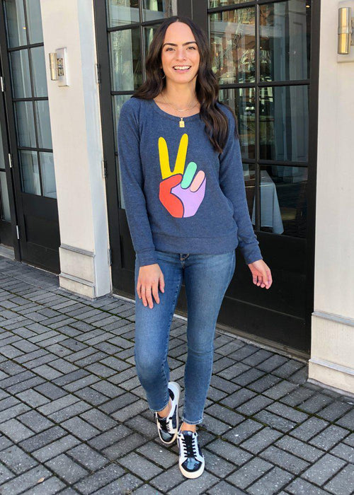 Chaser Peace Fingers Sweatshirt-Hand In Pocket