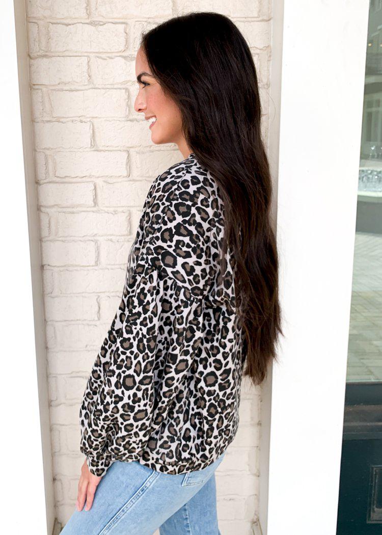 Karlie Mara Leopard Print Balloon Sleeve Sweatshirt ***FINAL SALE***-Hand In Pocket