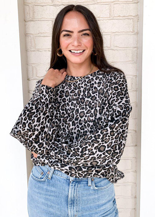 Karlie Mara Leopard Print Balloon Sleeve Sweatshirt ***FINAL SALE***-Hand In Pocket