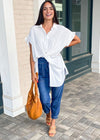 Harper Button Down Tunic/Dress - White-Hand In Pocket