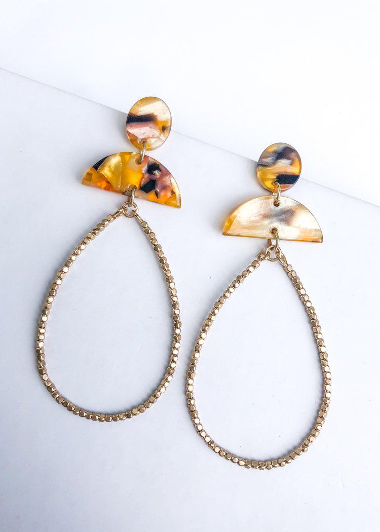 Camden Acrylic Beaded Teardrop Earrings - Tortoise-Hand In Pocket