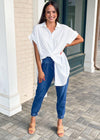 Harper Button Down Tunic/Dress - White-Hand In Pocket