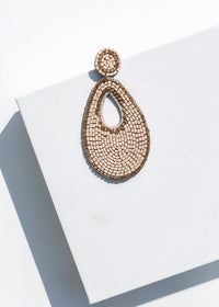 Niantic Beaded Teardrop Drop Earrings - Taupe-Hand In Pocket