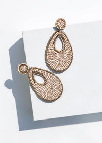 Niantic Beaded Teardrop Drop Earrings - Taupe-Hand In Pocket