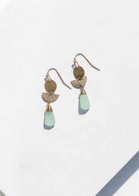 Newport Stone and Metal Drop Earrings-Hand In Pocket