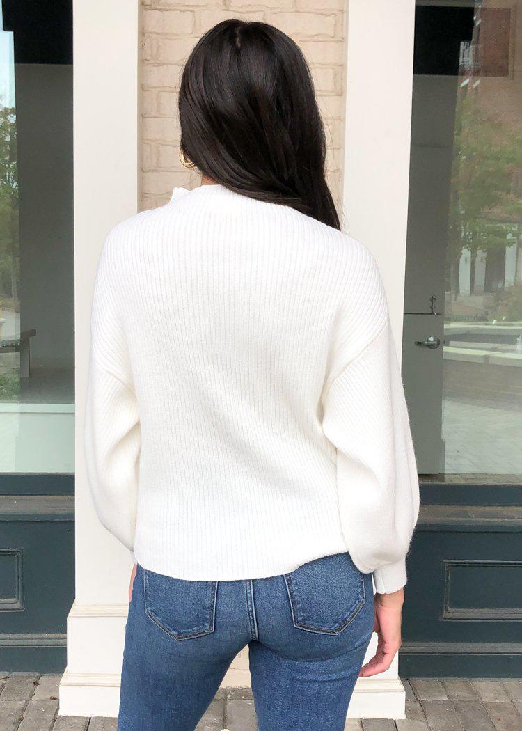 Line + Dot Alder Mock Neck Sweater - Ivory-Hand In Pocket