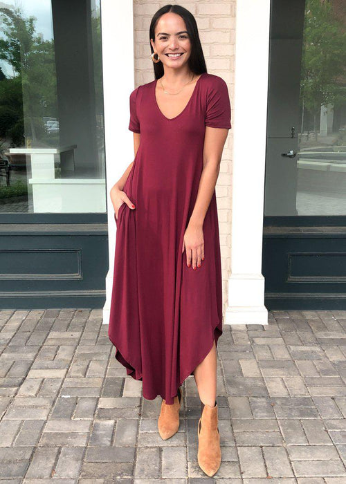 Karlie Hermosa Basic Maxi Dress- Burgundy-***FINAL SALE***-Hand In Pocket