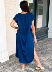 Bobi Tee Maxi Dress - Dark Teal-Hand In Pocket