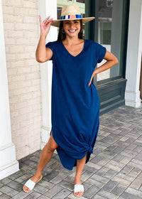 Bobi Tee Maxi Dress - Dark Teal-Hand In Pocket