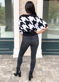 525 America Puff Sleeve Houndstooth Sweater ***FINAL SALE***-Hand In Pocket