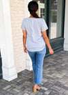 Bobi Raw Edge V Neck Tee - Dove-Hand In Pocket