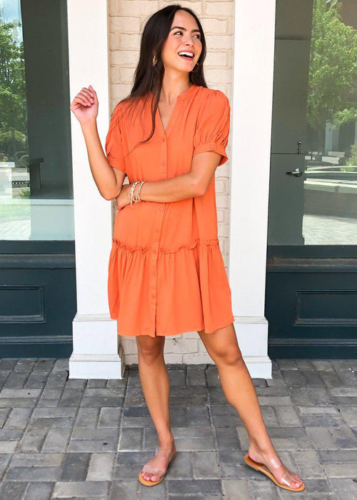 Aspen Drop Waist Shirtdress Dress-Hand In Pocket