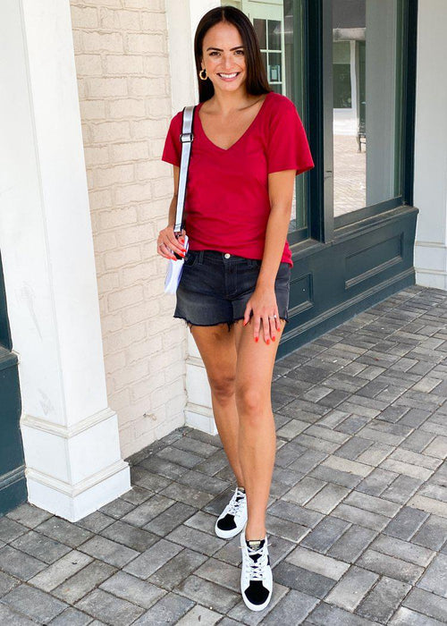 Bobi Boyfriend Tee - Brick-Hand In Pocket