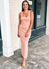 Karie Square Neck Knit Midi Dress - Terra Cotta-Hand In Pocket