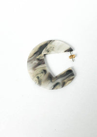 Merida Modern Marble Acrylic Hoops - Grey-Hand In Pocket