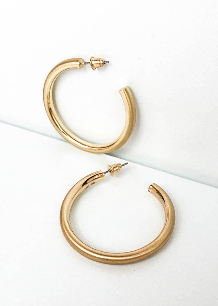 Hoop la 40mm Brushed Hoop - Gold-Hand In Pocket