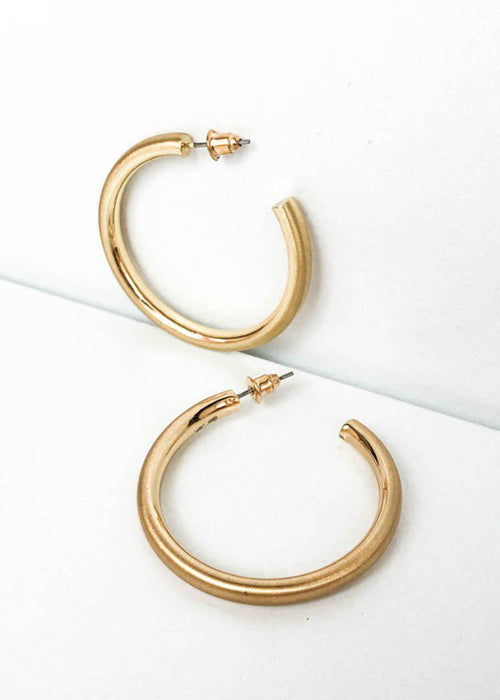 Hoop la 40mm Brushed Hoop - Gold-Hand In Pocket