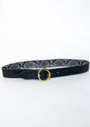 JJ Winters Lulu Reversible Leather Belt - Black/Pewter Snake-Hand In Pocket