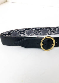 JJ Winters Lulu Reversible Leather Belt - Black/Pewter Snake-Hand In Pocket