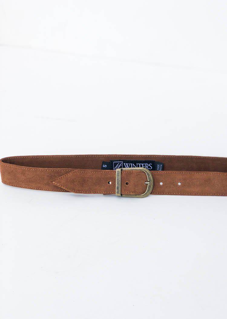 JJ Winters Kacey Suede Belt - Rust-Hand In Pocket