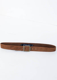 JJ Winters Kacey Suede Belt - Rust-Hand In Pocket