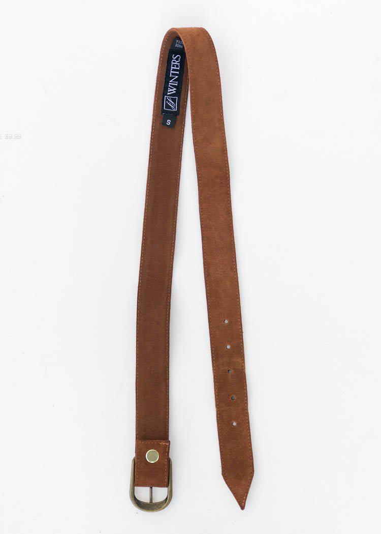 JJ Winters Kacey Suede Belt - Rust-Hand In Pocket