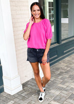 Z Supply Gianna Terry Tee - Magenta-Hand In Pocket