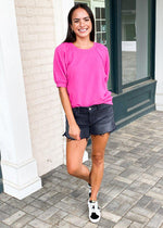 Z Supply Gianna Terry Tee - Magenta-Hand In Pocket