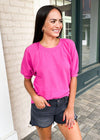 Z Supply Gianna Terry Tee - Magenta-Hand In Pocket