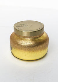 Capri Blue Gold Glittered Ombre Jar 19 oz Candle - Volcano-Hand In Pocket