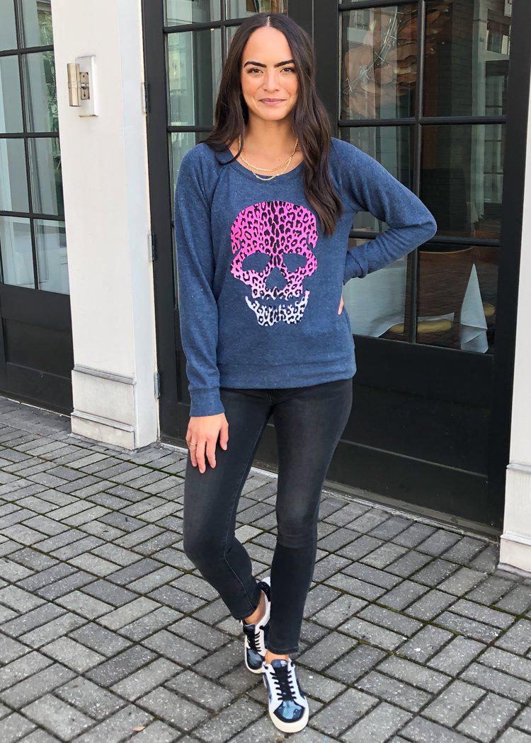 Chaser Leopard Skull Sweatshirt-Hand In Pocket