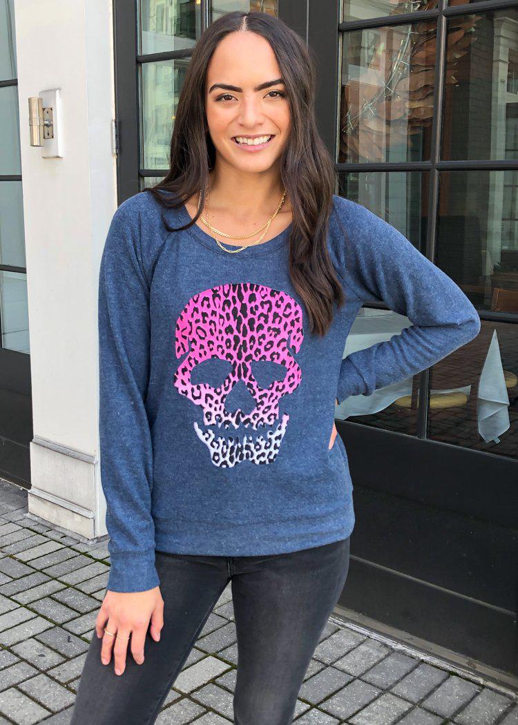 Chaser Leopard Skull Sweatshirt-Hand In Pocket