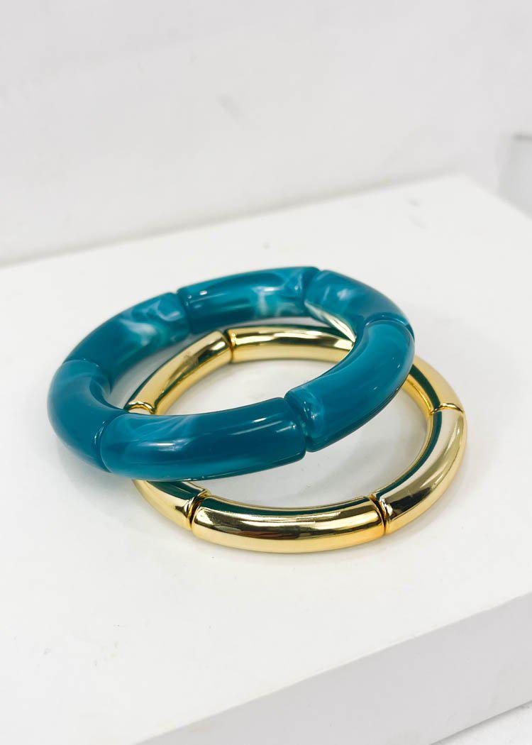 Alto Stretch Stack Bracelet-Teal-Hand In Pocket