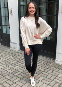 BB Dakota Big Idea Dolman Sleeve Sweatshirt-Ivory-Hand In Pocket