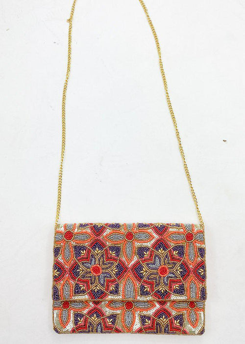 Boda "Floral" Beaded Clutch-Hand In Pocket