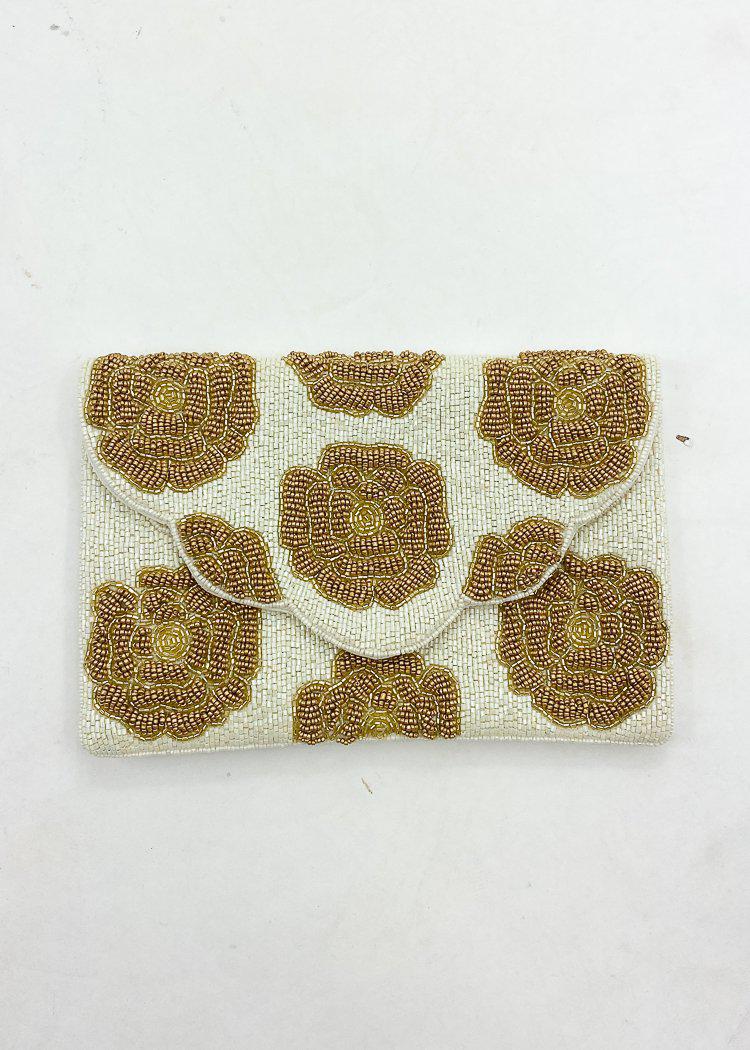 Varamon "Floral" Beaded Clutch-Hand In Pocket