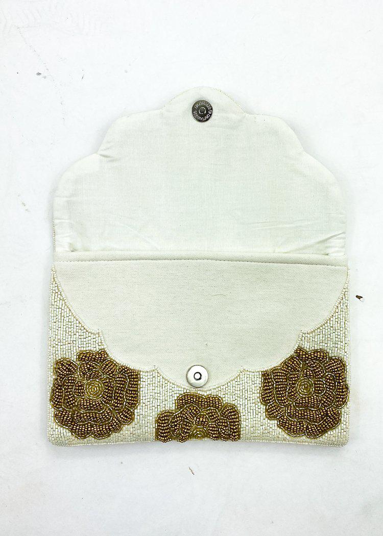 Varamon "Floral" Beaded Clutch-Hand In Pocket