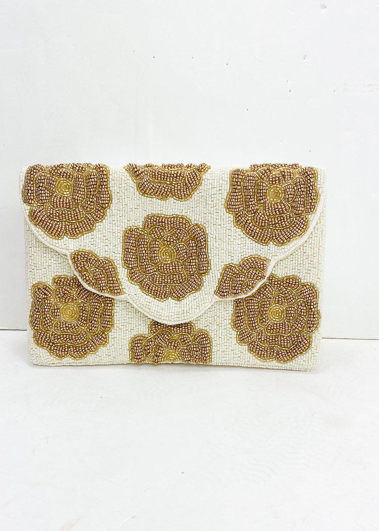 Varamon "Floral" Beaded Clutch-Hand In Pocket